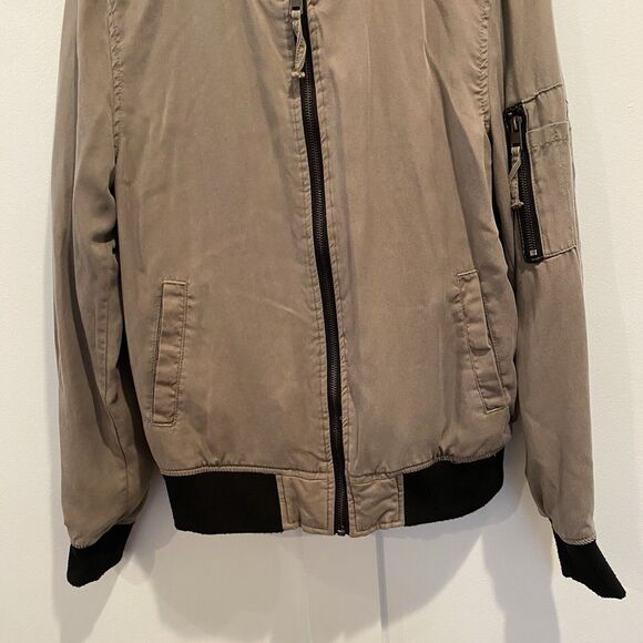 Cielo Basic Bomber Jacket Women Large Olive Green Black Trim Tencel READ - Picture 4 of 16